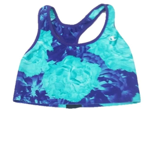 Champion Floral Blue Racerback Sports Bra - Picture 1 of 2